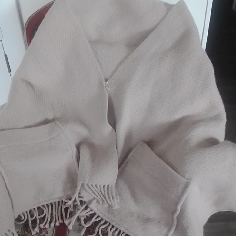 Large Cream Wrap with Fringe